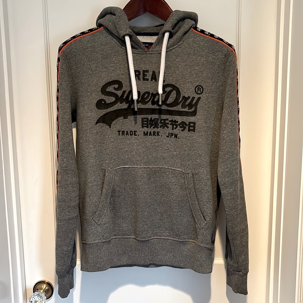 Superdry “Real SuperDry” hoodie sweatshirt with branding down shoulders & arms